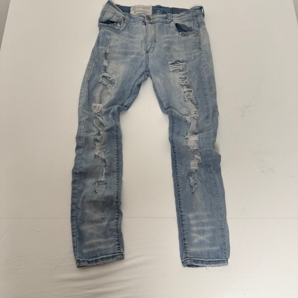 Buckle Industrial Indigo Jeans Mens 38x32 Distressed Light  Y2K Slim Denim‎
